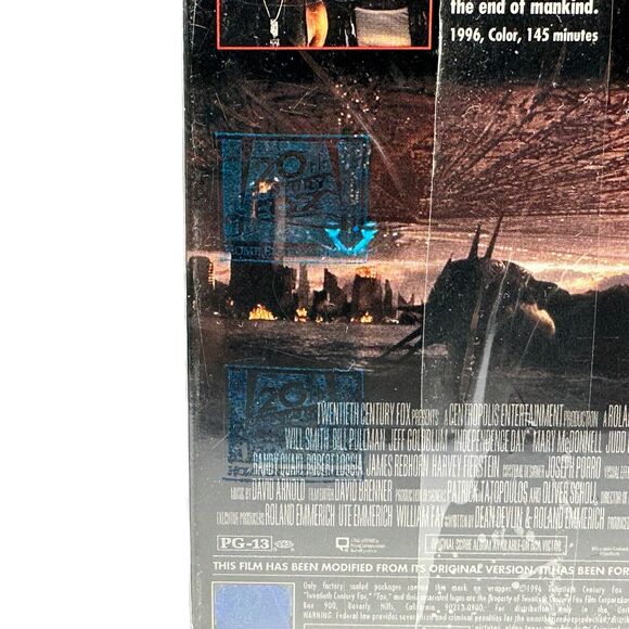 Independence Day (VHS, 1996, Lenticular Cover) New Factory Sealed w/Watermark - Picture 5 of 6